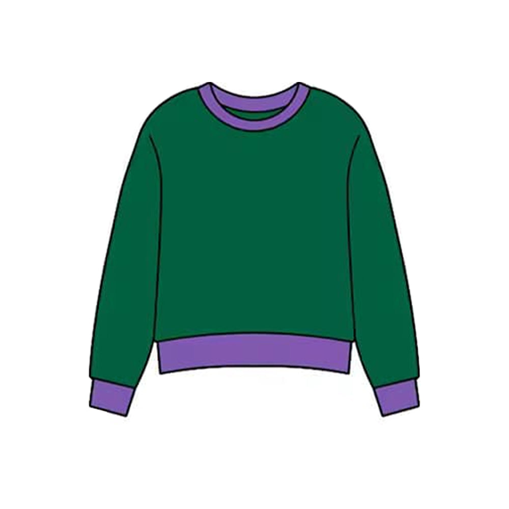 11.18 GT1462 Pre order No Moq Yoga fabric Baby Girls Mardigras Purple Green Yoga T-shirts Top