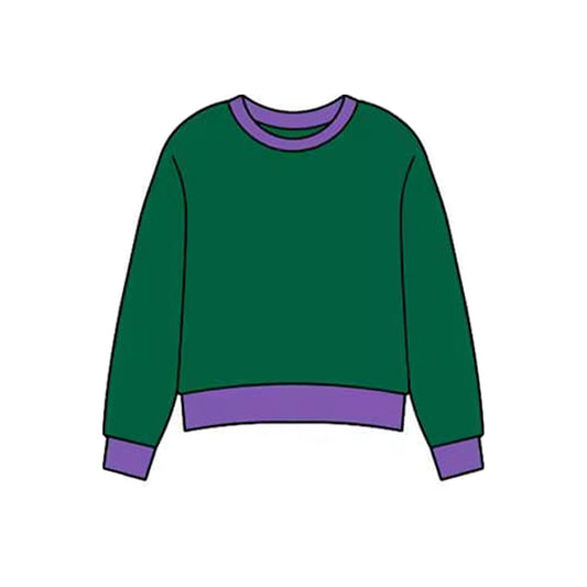 11.18 GT1462 Pre order No Moq Yoga fabric Baby Girls Mardigras Purple Green Yoga T-shirts Top