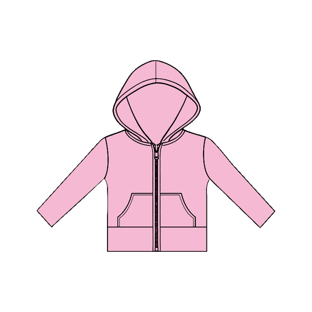 11.20 GT1468 Pre order No Moq Yoga fabric Baby Girls Long Sleeve Pink Pockets Zipper Yoga Hoodies Jackets Top