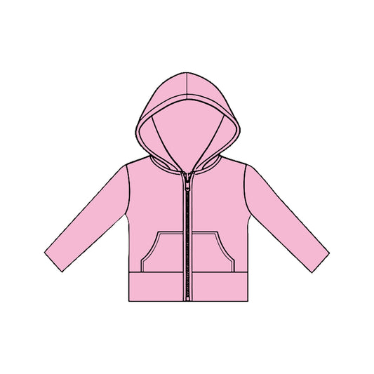 11.20 GT1468 Pre order No Moq Yoga fabric Baby Girls Long Sleeve Pink Pockets Zipper Yoga Hoodies Jackets Top