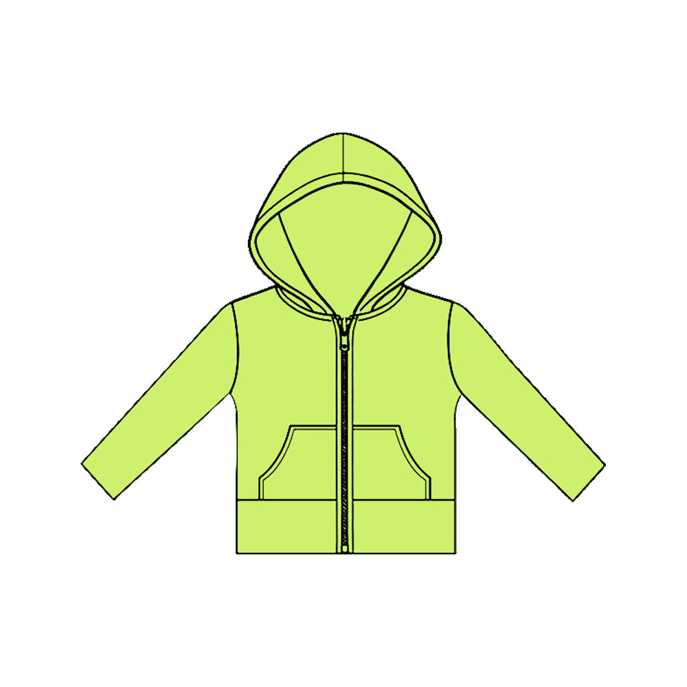 11.20 GT1470 Pre order No Moq Yoga fabric Baby Girls Long Sleeve Green Pockets Zipper Yoga Hoodies Jackets Top