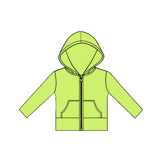 11.20 GT1470 Pre order No Moq Yoga fabric Baby Girls Long Sleeve Green Pockets Zipper Yoga Hoodies Jackets Top