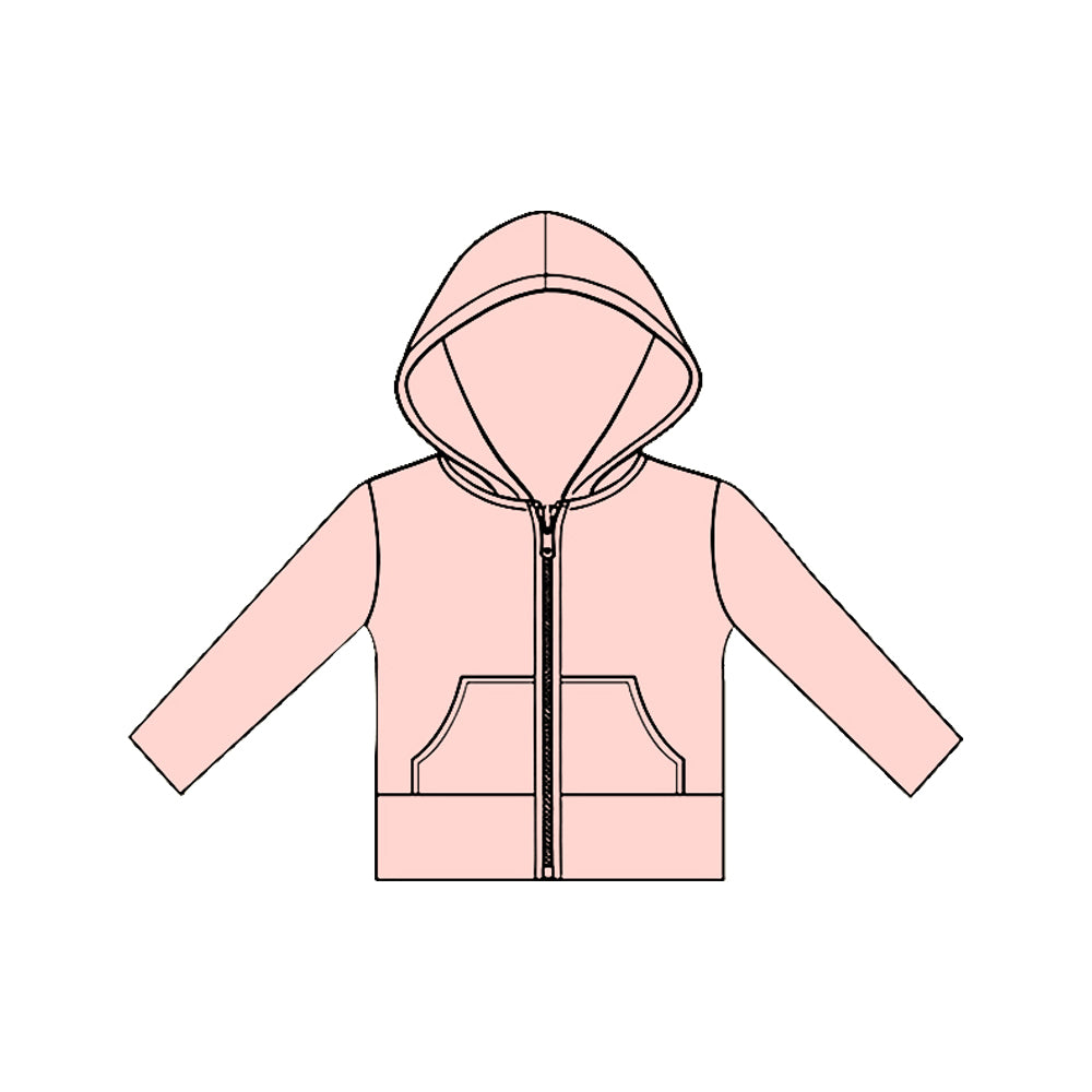 11.20 GT1474 Pre order No Moq Yoga fabric Baby Girls Long Sleeve Light Pink Pockets Zipper Yoga Hoodies Jackets Top