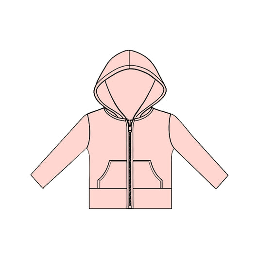 11.20 GT1474 Pre order No Moq Yoga fabric Baby Girls Long Sleeve Light Pink Pockets Zipper Yoga Hoodies Jackets Top