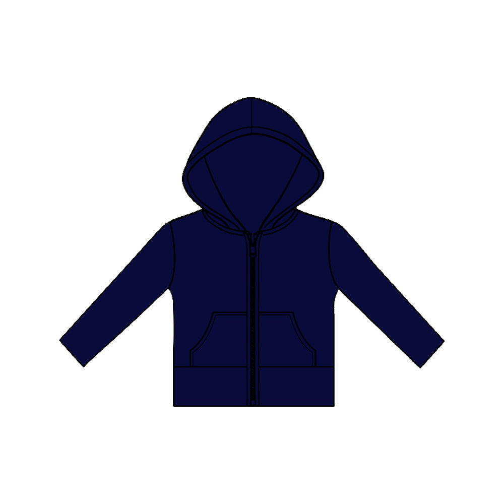 11.20 GT1475 Pre order No Moq Yoga fabric Baby Girls Long Sleeve Navy Pockets Zipper Yoga Hoodies Jackets Top