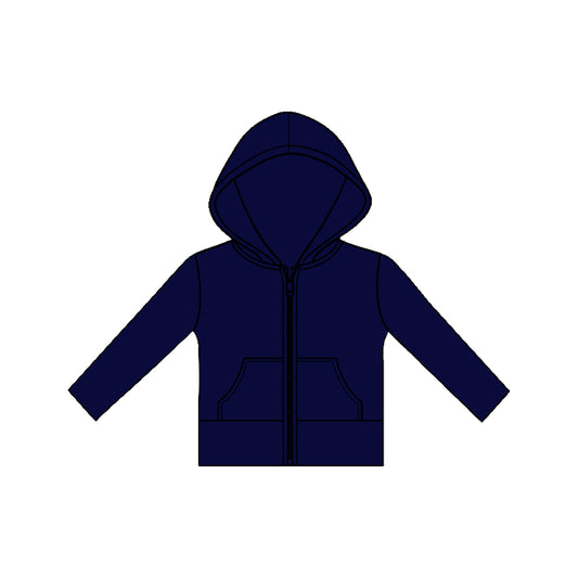 11.20 GT1475 Pre order No Moq Yoga fabric Baby Girls Long Sleeve Navy Pockets Zipper Yoga Hoodies Jackets Top