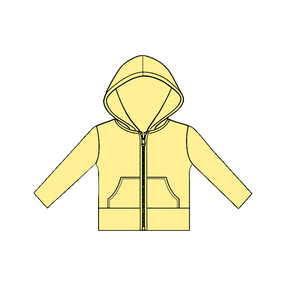 11.20 GT1476 Pre order No Moq Yoga fabric Baby Girls Long Sleeve Yellow Pockets Zipper Yoga Hoodies Jackets Top