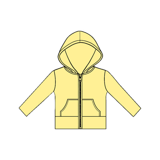 11.20 GT1476 Pre order No Moq Yoga fabric Baby Girls Long Sleeve Yellow Pockets Zipper Yoga Hoodies Jackets Top