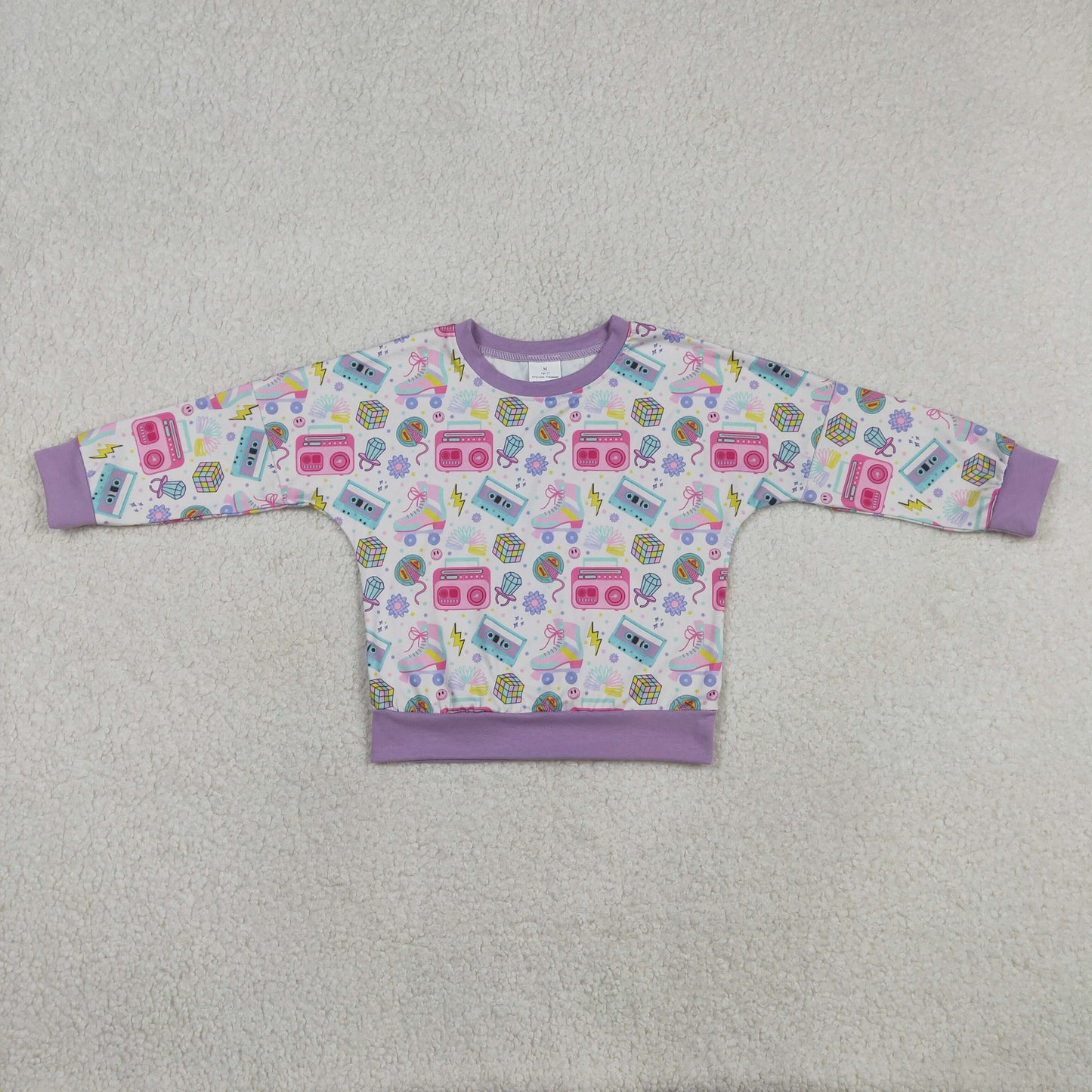 12.30 RTS NO MOQ （In stock）GT1491 Baby Girls Long Sleeve Recorder Flowers T-shirts Top