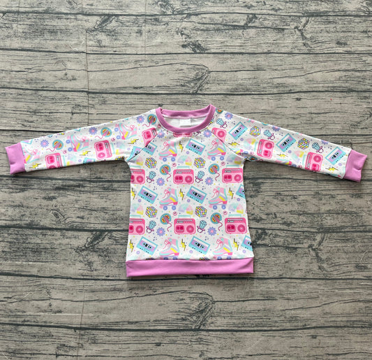 12.15 GT1491 Sample No Moq Baby Girls Long Sleeve Recorder Flowers T-shirts Top