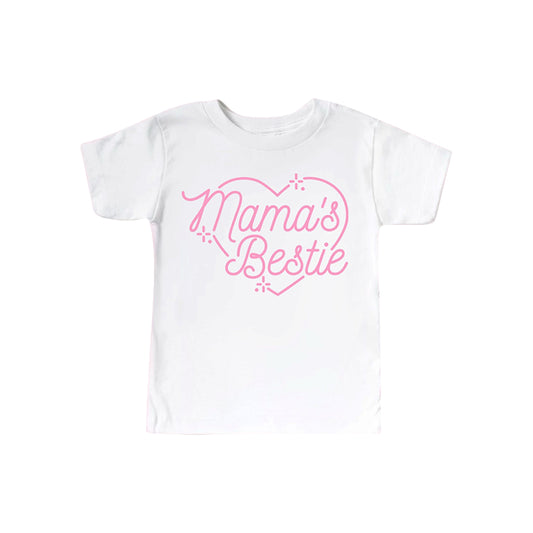 12.12 GT1565 Pre order No Moq Baby Girls Short Sleeve Mama's Bestie Hearts T-shirts Top