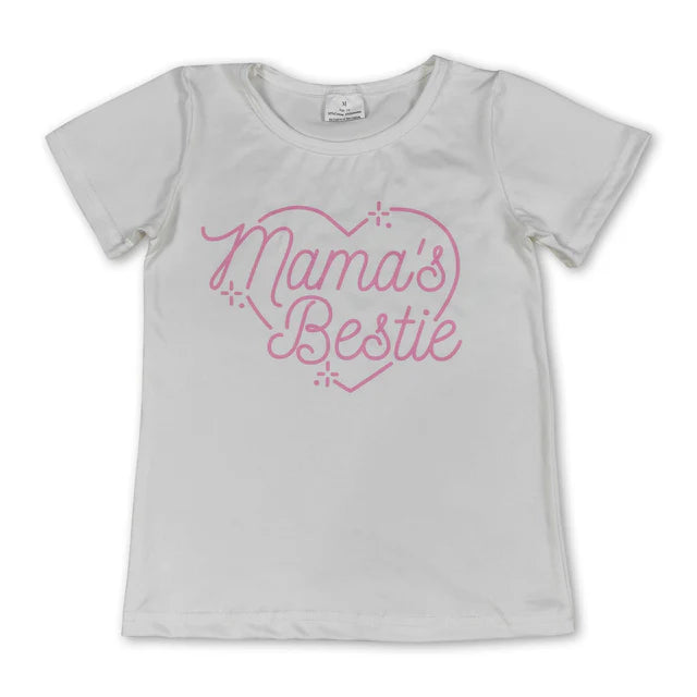 5.26 RTS NO MOQ （In stock）GT1565+SS0546 Short sleeves mama's bestie heart kids girls valentine's shirt with activewear summer yoga shorts