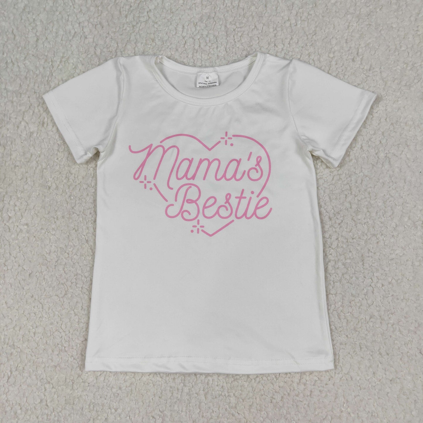 1.20 RTS NO MOQ （In stock）GT1565 Baby Girls Short Sleeve Mama's Bestie Hearts T-shirts Top