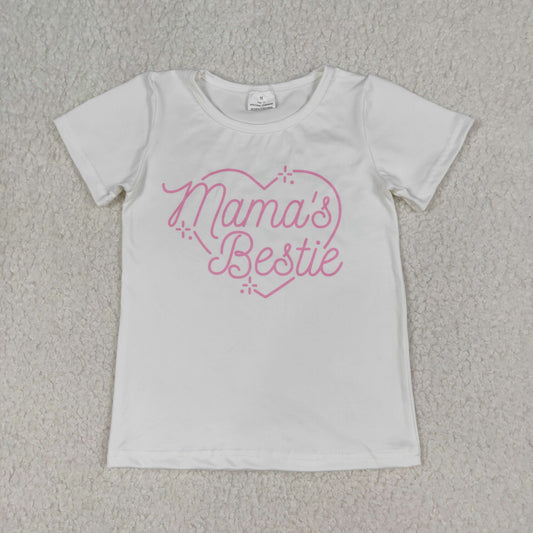1.20 RTS NO MOQ （In stock）GT1565 Baby Girls Short Sleeve Mama's Bestie Hearts T-shirts Top