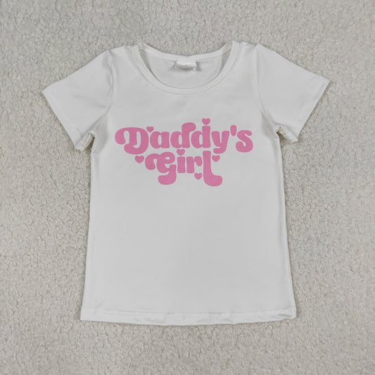 1.14 RTS NO MOQ （In stock）GT1566 Baby Girls Short Sleeve Daddy's Girl Hearts T-shirts Top