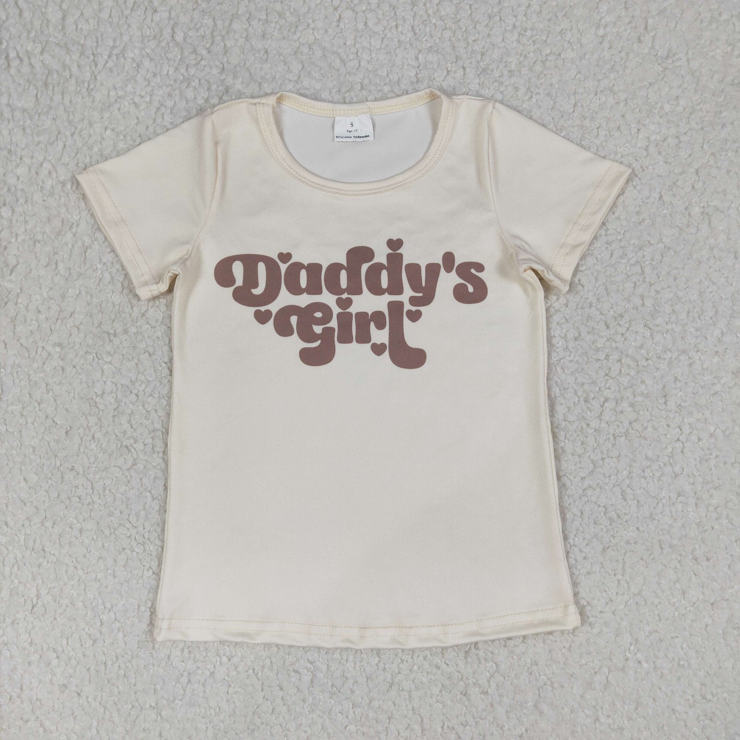 1.8 RTS NO MOQ （In stock）GT1567 Baby Girls Short Sleeve Daddy's Girls Hearts T-shirts Top