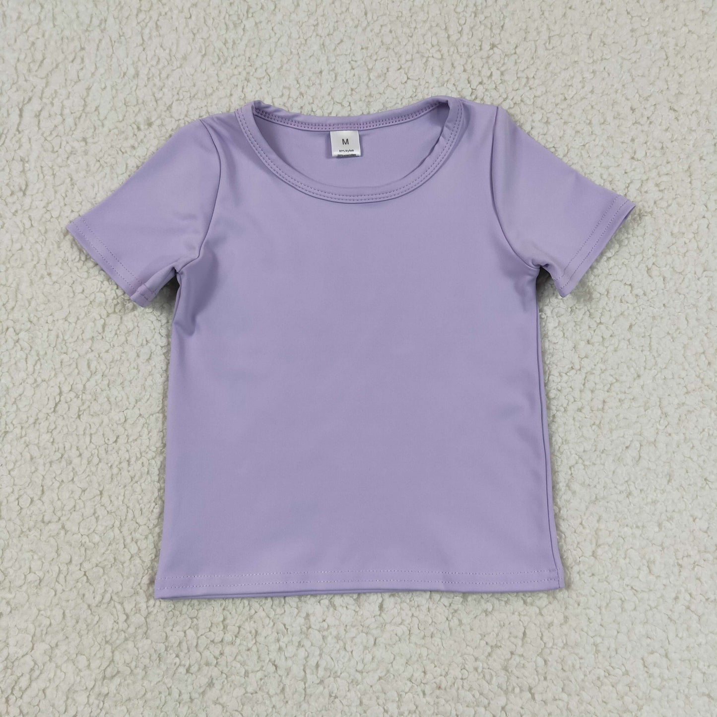 GT1628 RTS NO MOQ （In stock）Short sleeves lavender kids girls summer yoga active top