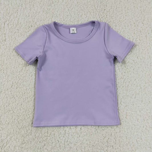 GT1628 RTS NO MOQ （In stock）Short sleeves lavender kids girls summer yoga active top