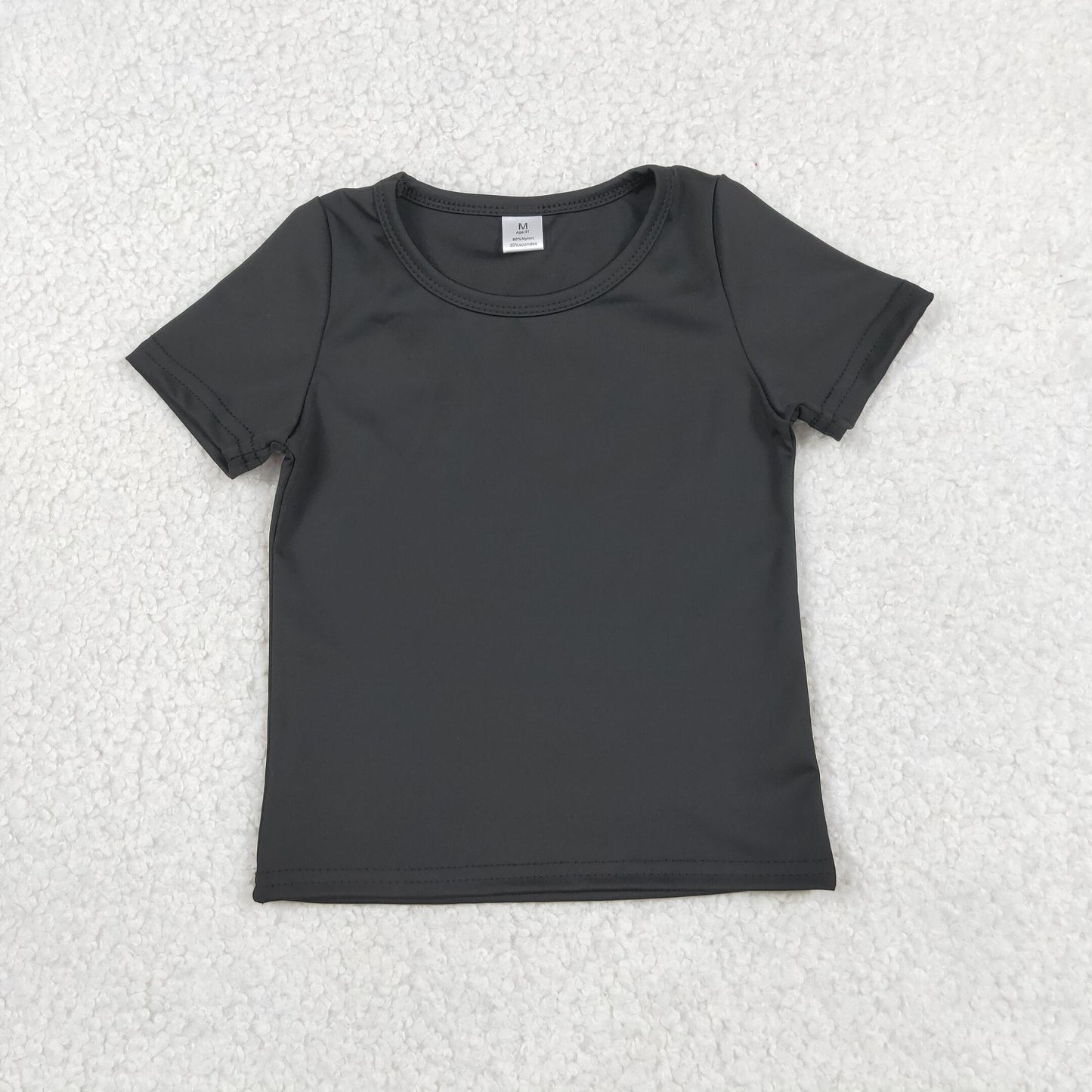 GT1629 RTS NO MOQ （In stock）Short sleeves black kids girls summer yoga active top