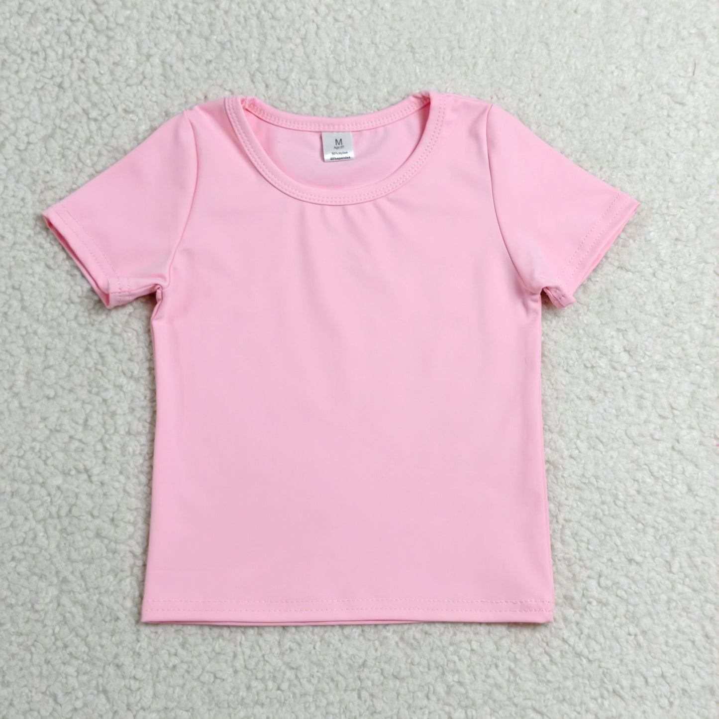 GT1630 RTS NO MOQ （In stock ）Short sleeves pink kids girls summer yoga active top