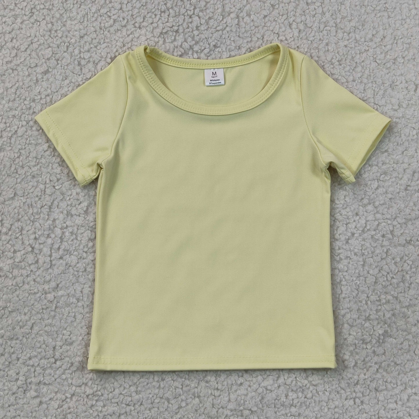 GT1632 RTS NO MOQ （In stock）Short sleeves yellow kids girls summer yoga active top