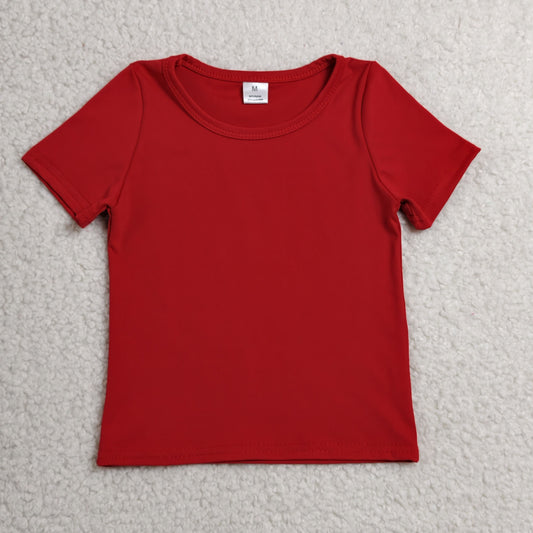 GT1634 RTS NO MOQ （In stock ）Short sleeves red kids girls summer yoga active top