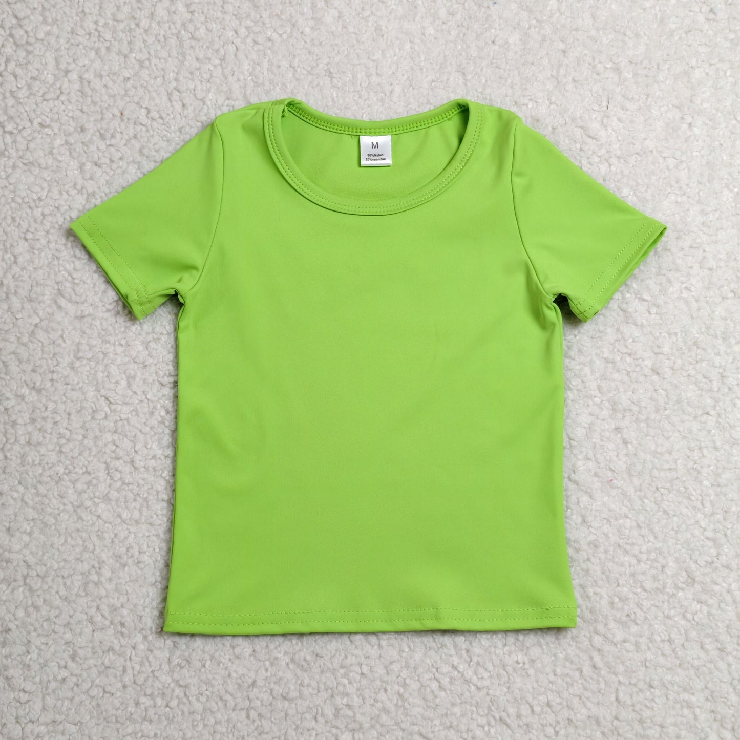 GT1636 RTS NO MOQ （In stock ）Short sleeves green kids girls summer yoga active top