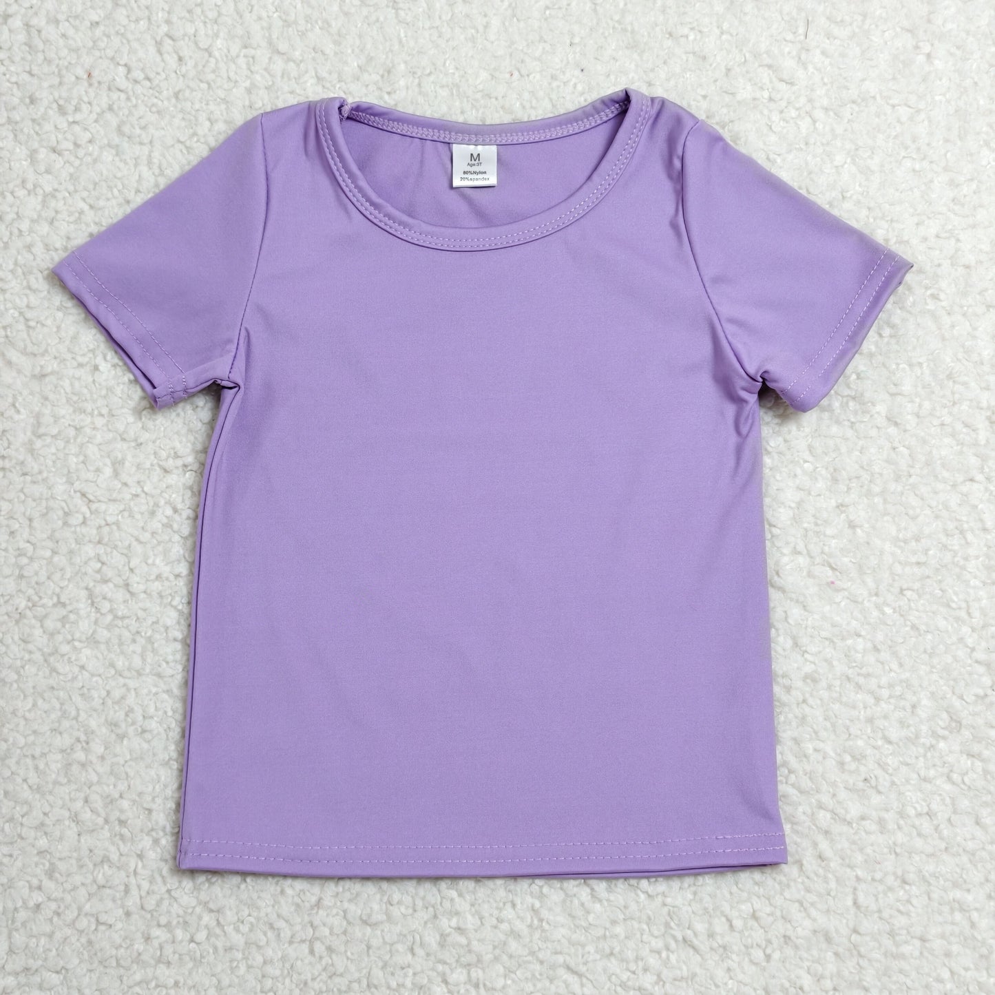 GT1638 RTS NO MOQ （In stock ）Short sleeves purple kids girls summer yoga active top