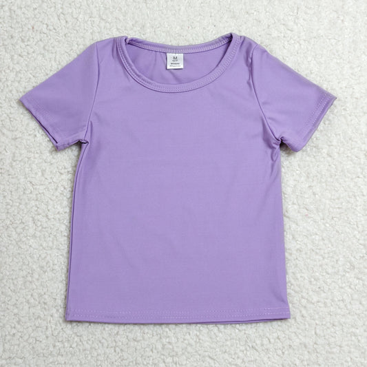 GT1638 RTS NO MOQ （In stock ）Short sleeves purple kids girls summer yoga active top