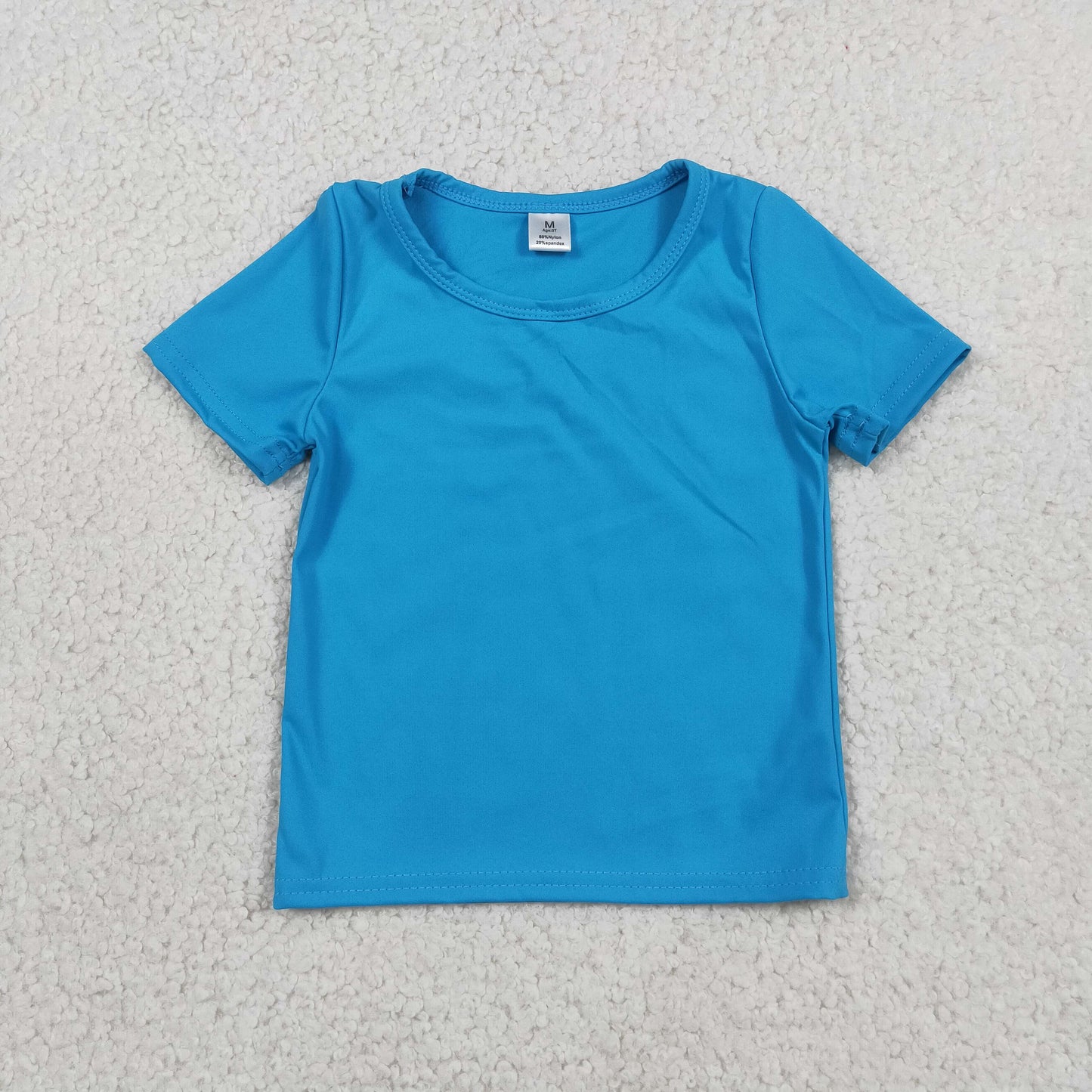 GT1639 RTS NO MOQ （In stock）Short sleeves blue kids girls summer yoga active top