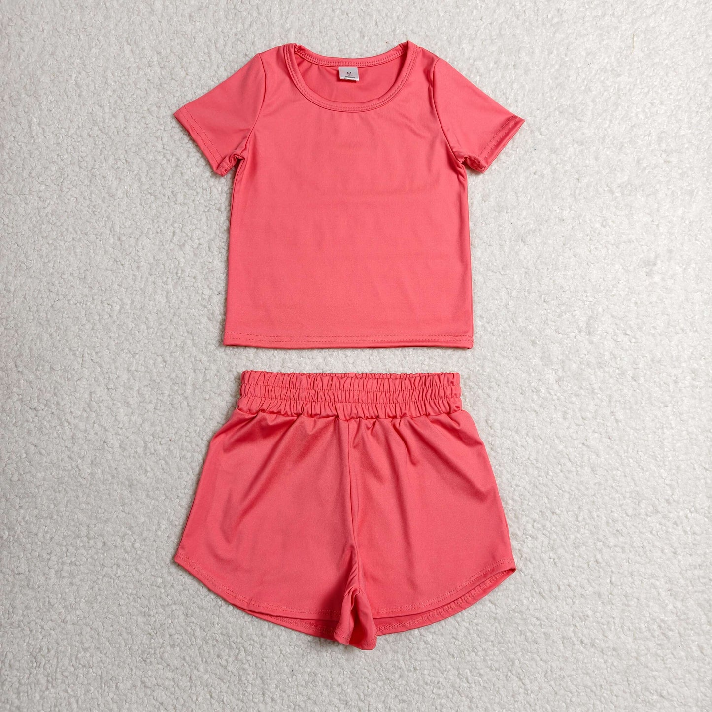 GSSO3772（GT1641+SS0908）Sample No Moq Yoga Baby Girls Pink Short Sleeve Top And Sports Shorts Two Piece Yoga Active Clothes Sets