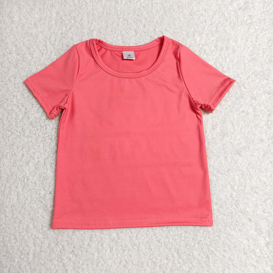 GT1641 RTS NO MOQ （In stock）Short sleeves peach kids girls summer yoga active top