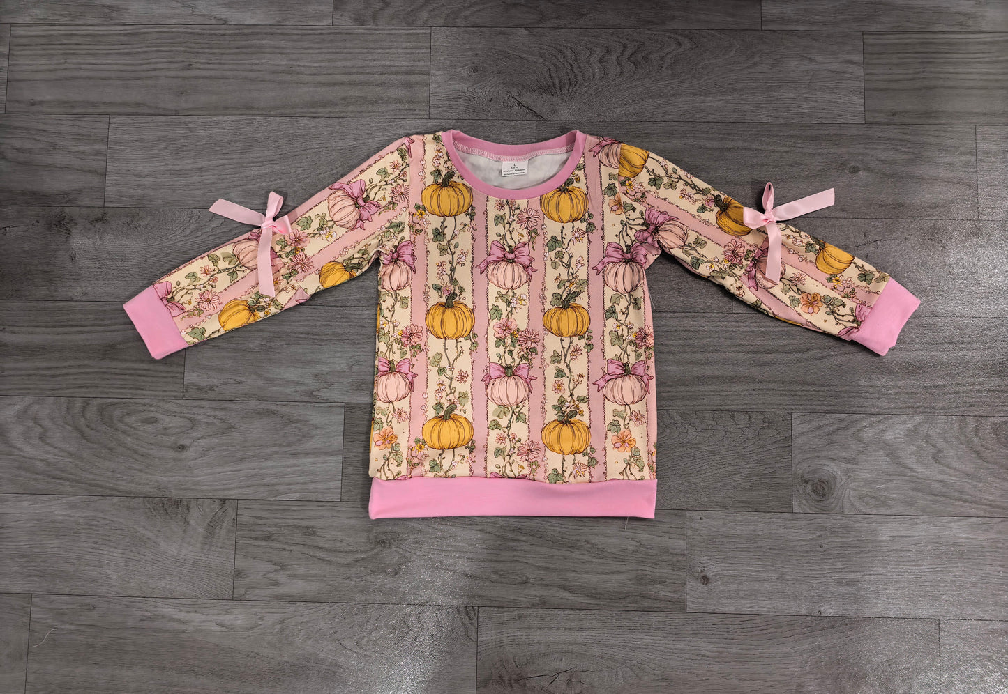 GT1659 Sample No Moq milk silk Baby Girls Long Sleeve Colorful Flowers Pumpkins Stripe Fall T-shirt Top