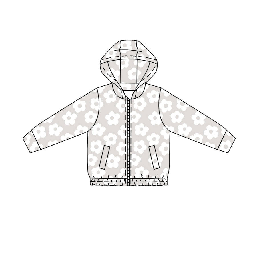 4.23 Pre order No Moq Baby Girls 3 Piece Floral Hoodie Sleeveless Top Checkered Shorts Yoga Set