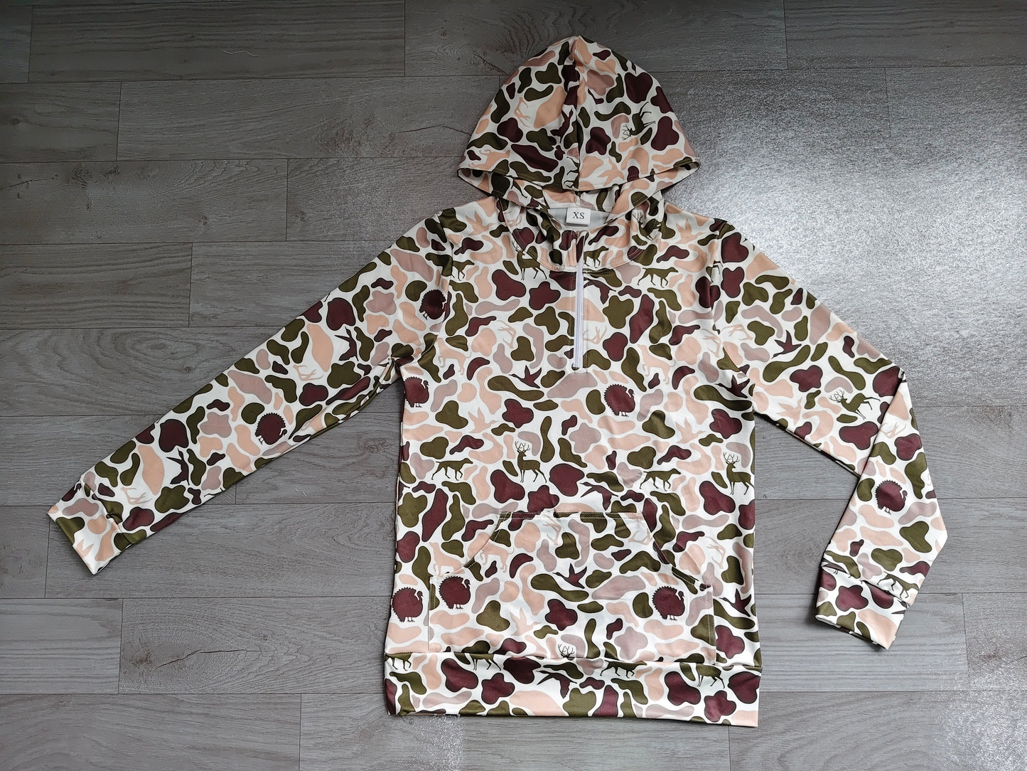 GT1711 Sample No Moq Adult Men Deer Ducks Dogs Camo Hunting Zip Pocket Hoodies Top
