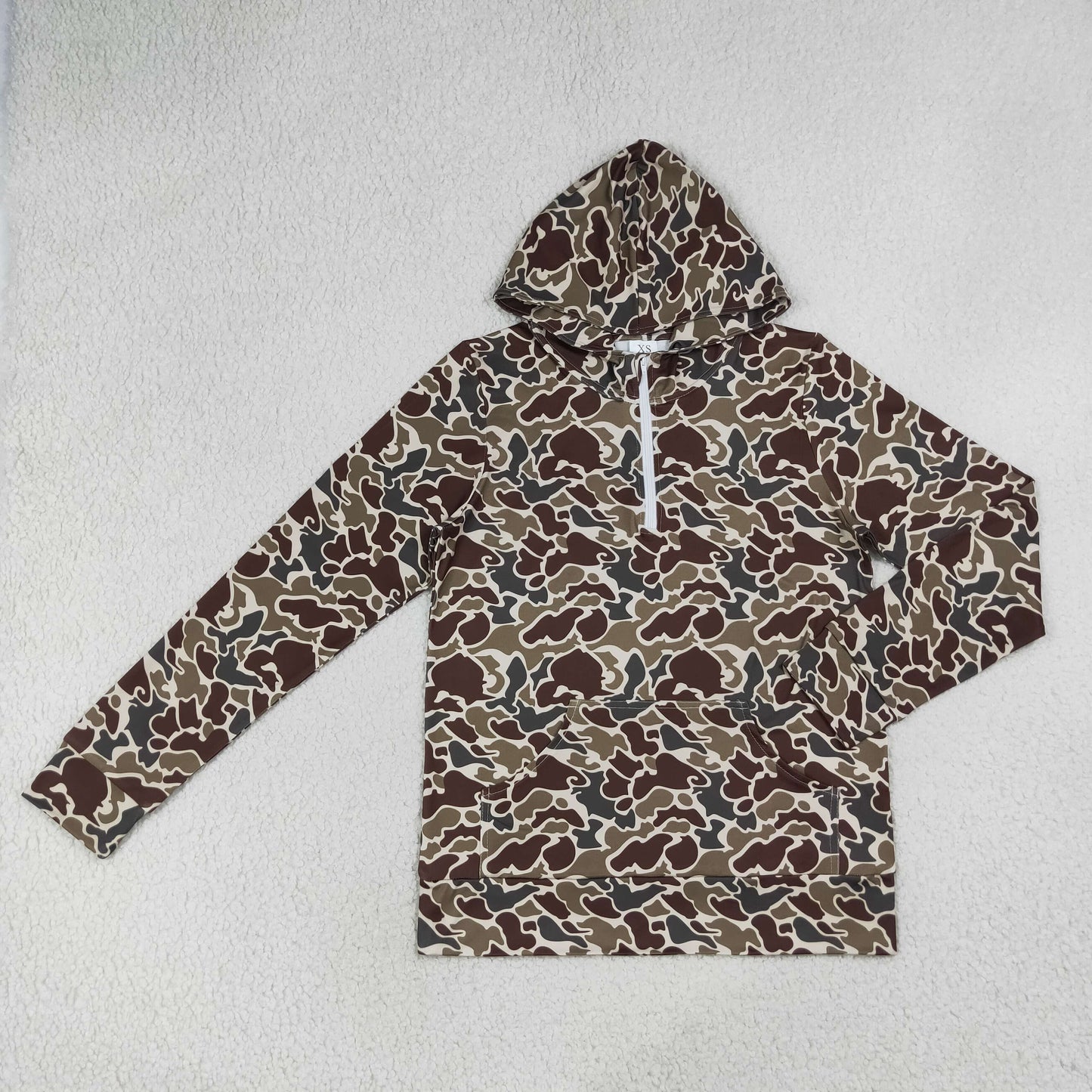 10.10 RTS Sibling Adult Women Camo Print Zip Pocket Long Sleeve Hoodie Top