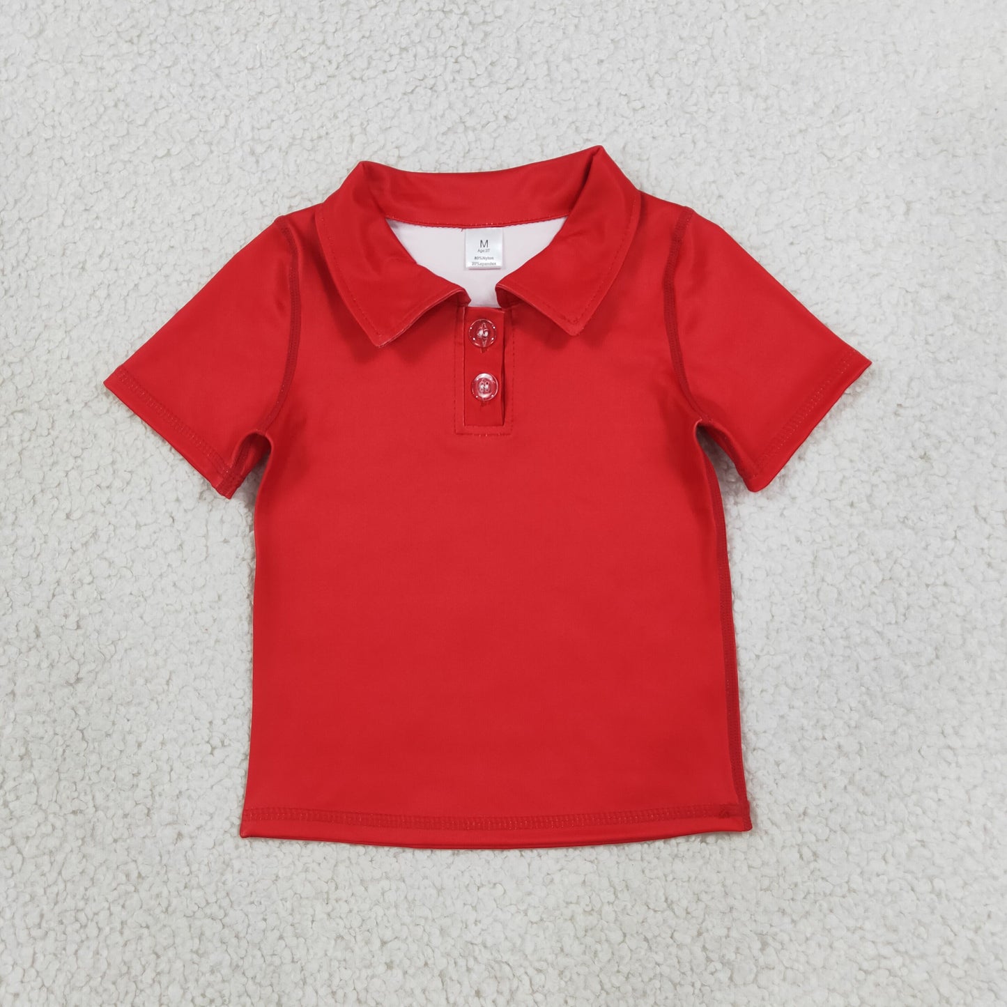 RTS NO MOQ （In stock） yoga fabric cotton GT1728 Yoga Baby Girls Red Short Sleeve Button Polo Yoga T Shirt Top