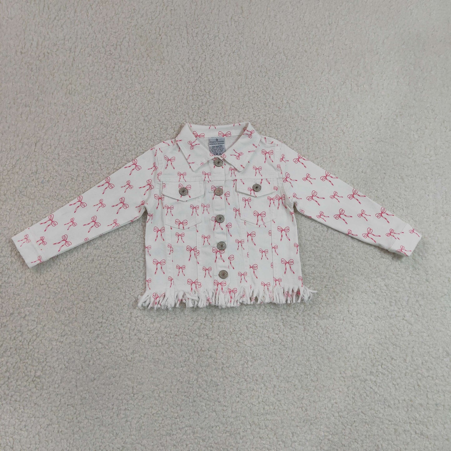 GT1729 RTS NO MOQ （In stock）Baby Girls Pink Bows Long Sleeve Cardigan Jackets