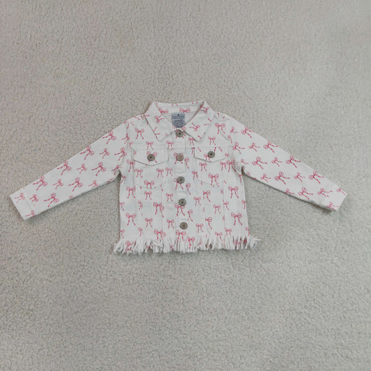 GT1729 RTS NO MOQ （In stock）Baby Girls Pink Bows Long Sleeve Cardigan Jackets