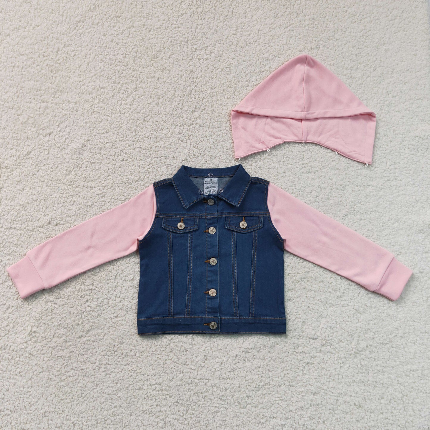 GT1754 RTS NO MOQ （In stock）Baby Girls Long Sleeve Button Up Denim Jacket Two Front Pockets Outer Coat
