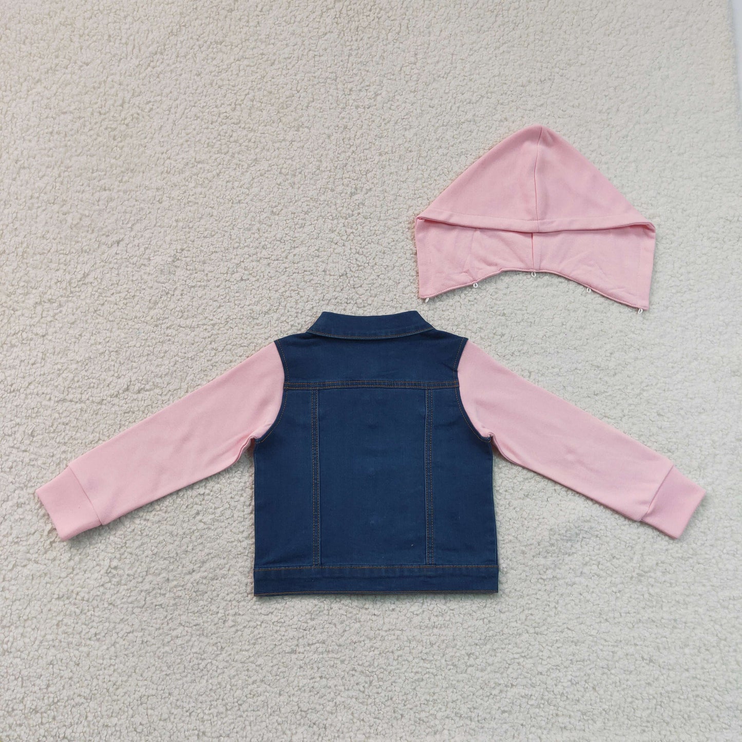 GT1754 RTS NO MOQ （In stock）Baby Girls Long Sleeve Button Up Denim Jacket Two Front Pockets Outer Coat