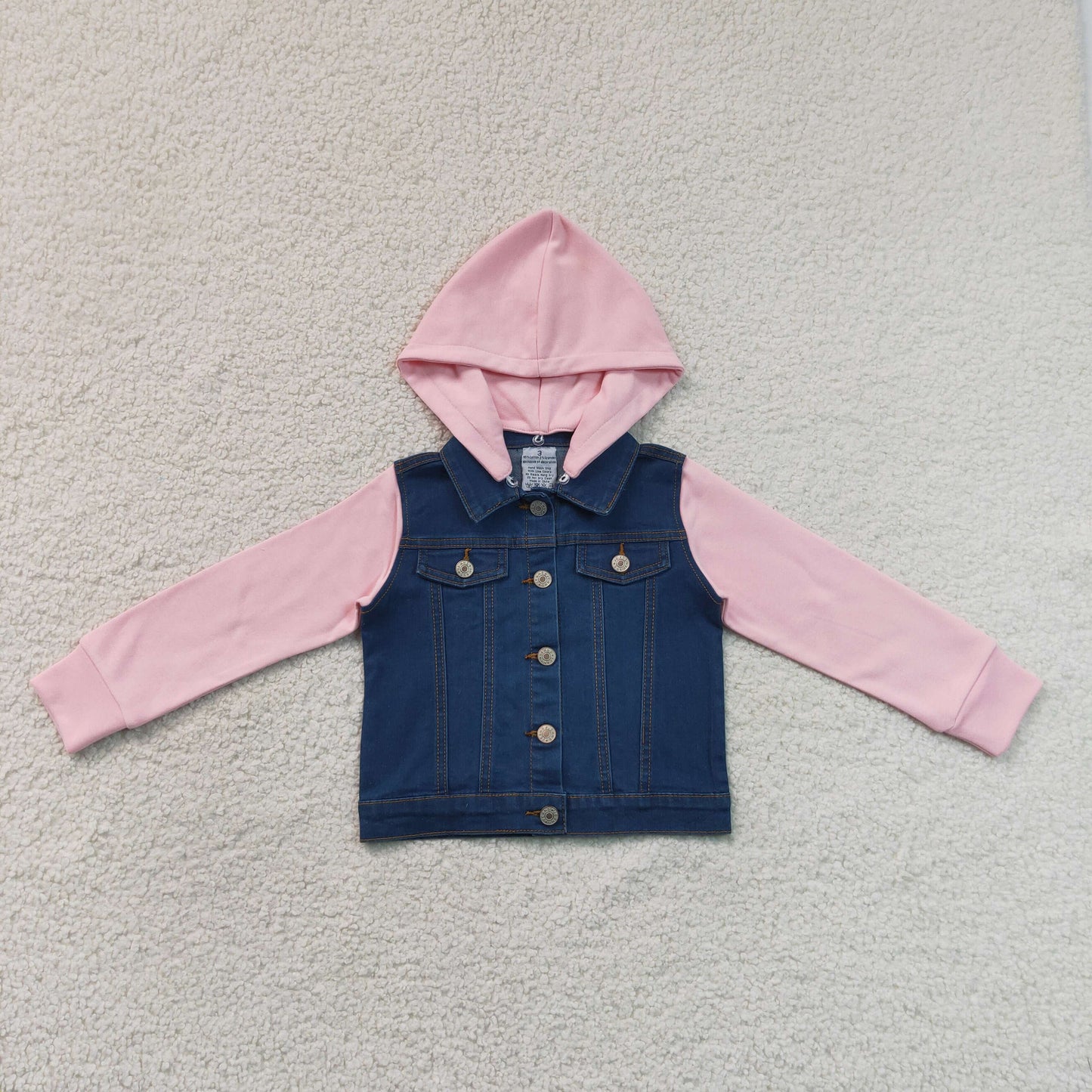 GT1754 RTS NO MOQ （In stock）Baby Girls Long Sleeve Button Up Denim Jacket Two Front Pockets Outer Coat
