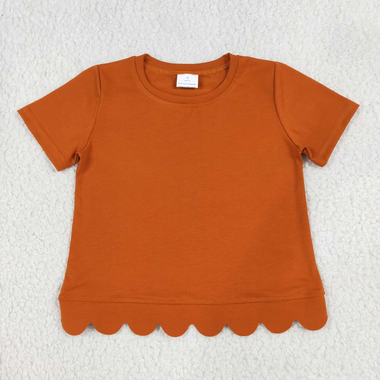 GSPO2345（GT1775+P1083）RTS NO MOQ （In stock）cotton Baby Girls Short Sleeve Shirts Top Flare Pant Scallop Sets