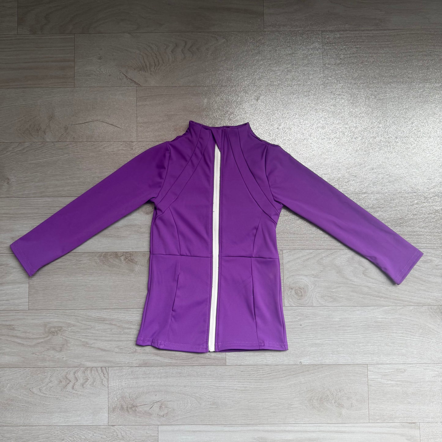 GT1803 Sample No Moq Yoga Long sleeves purple pocket zipper kids girls yoga top