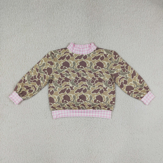 RTS NO MOQ （In stock）milk silk GT1841 Baby Girls Long Sleeve Khaki Camo T‑shirts Top