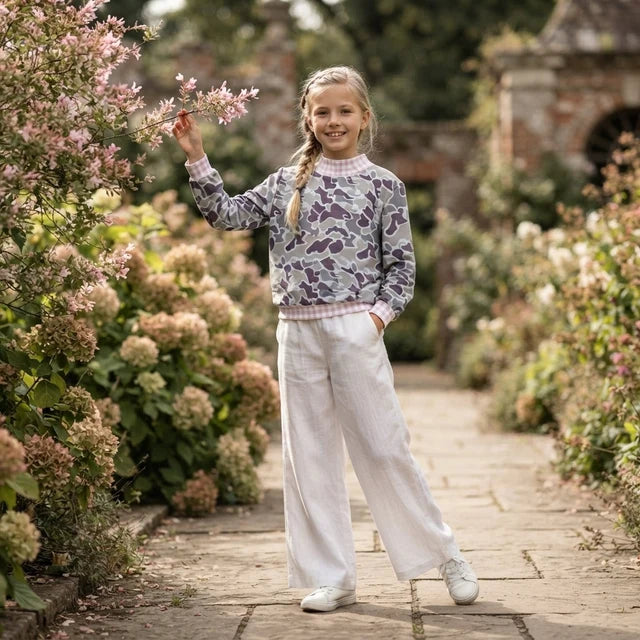 RTS NO MOQ （In stock）milk silk GT1873 Baby Girls Long Sleeve Grey Camo Pink Checked T-shirts Top