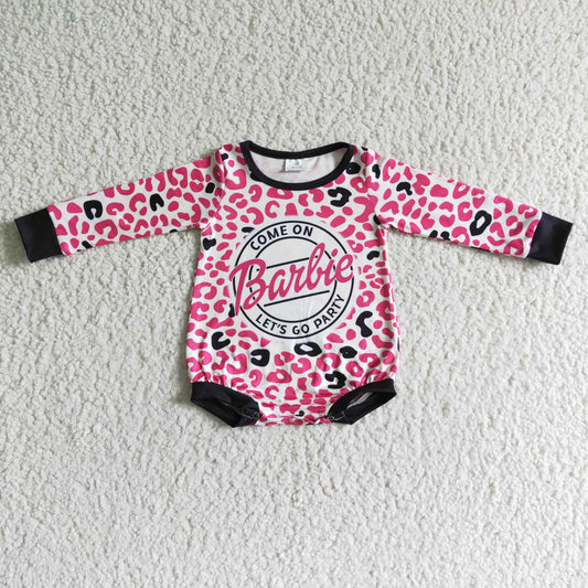 10.29 LR0023 RTS No Moq Promotion Baby girls pink leopard Long sleeve rompers