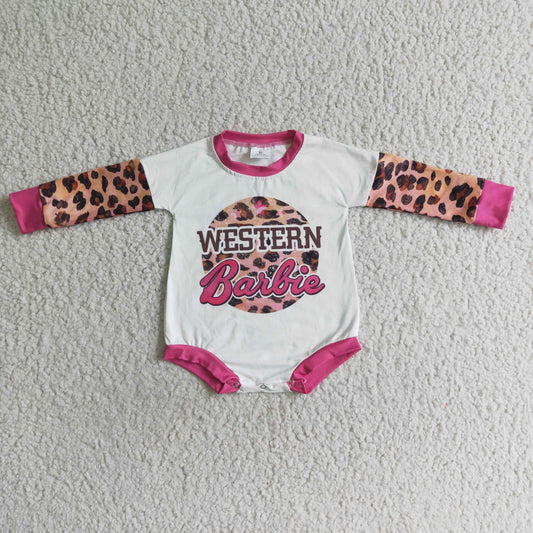 12.13 LR0033 RTS No Moq Promotion Baby girls western leopard long sleeve rompers