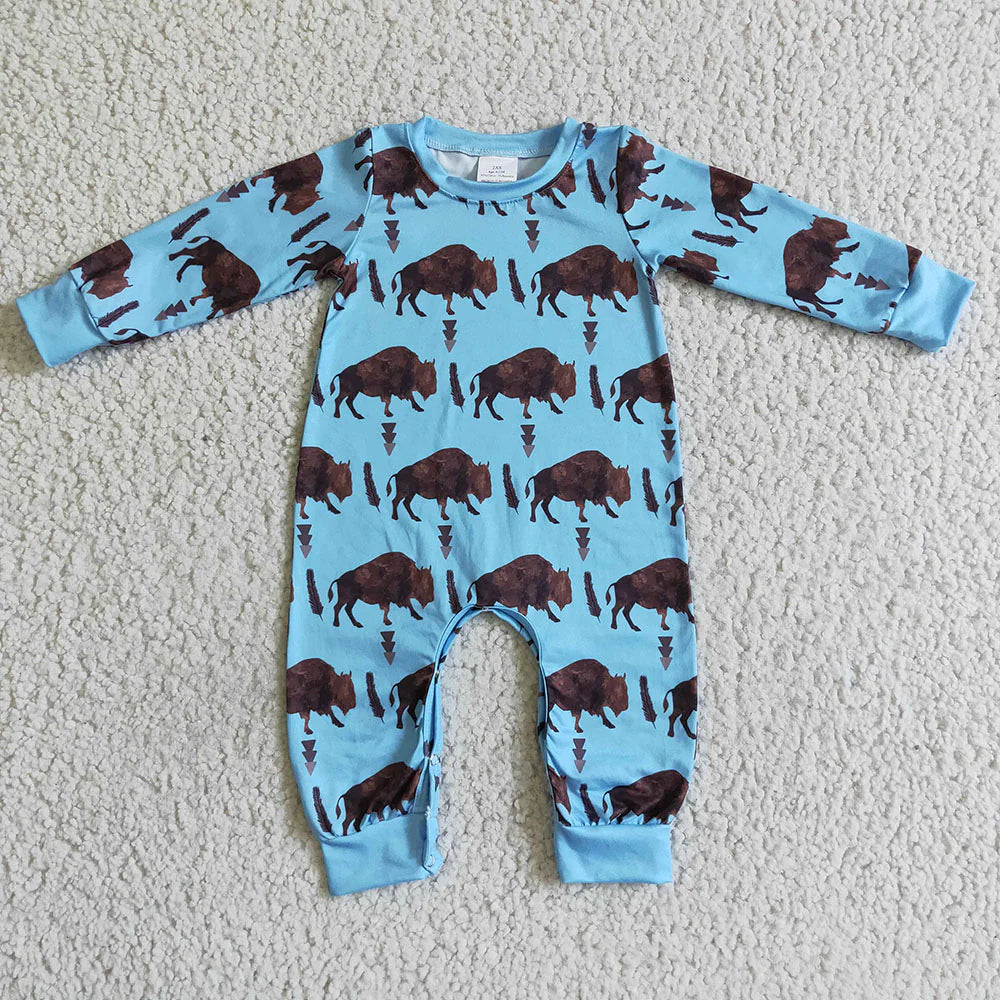 2.4 RTS Sibling Baby Girls Boys Long Sleeve Western Cow Rompers