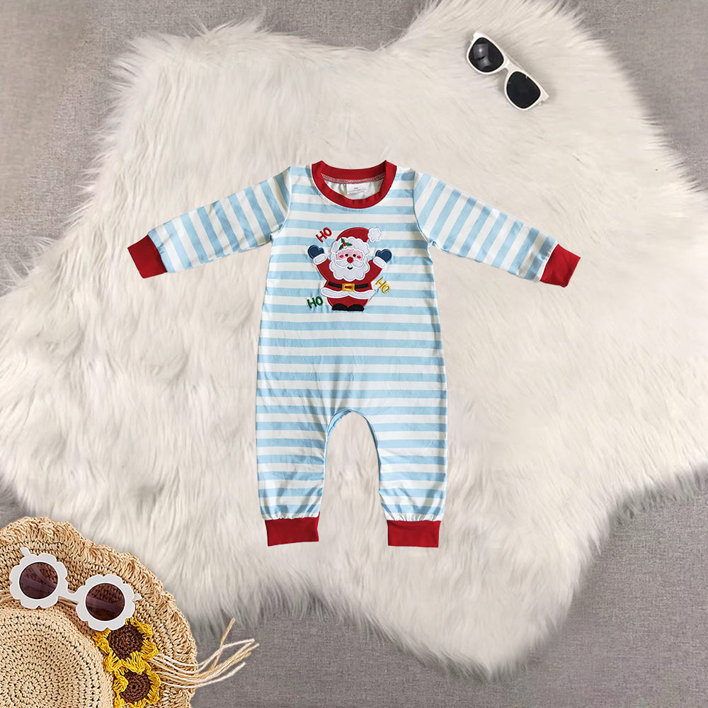 8.20 RTS Sibling Baby Boys Girls Embroidery Santa Christmas Pajamas Pants Clothes Sets